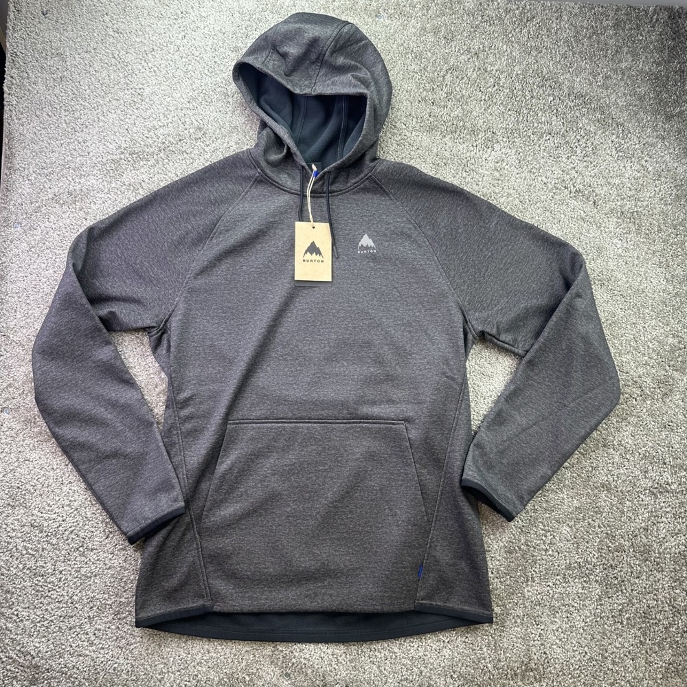 BURTON Men's XL Crown Weatherproof Fleece Pullover Hoodie True Black Heather NEW